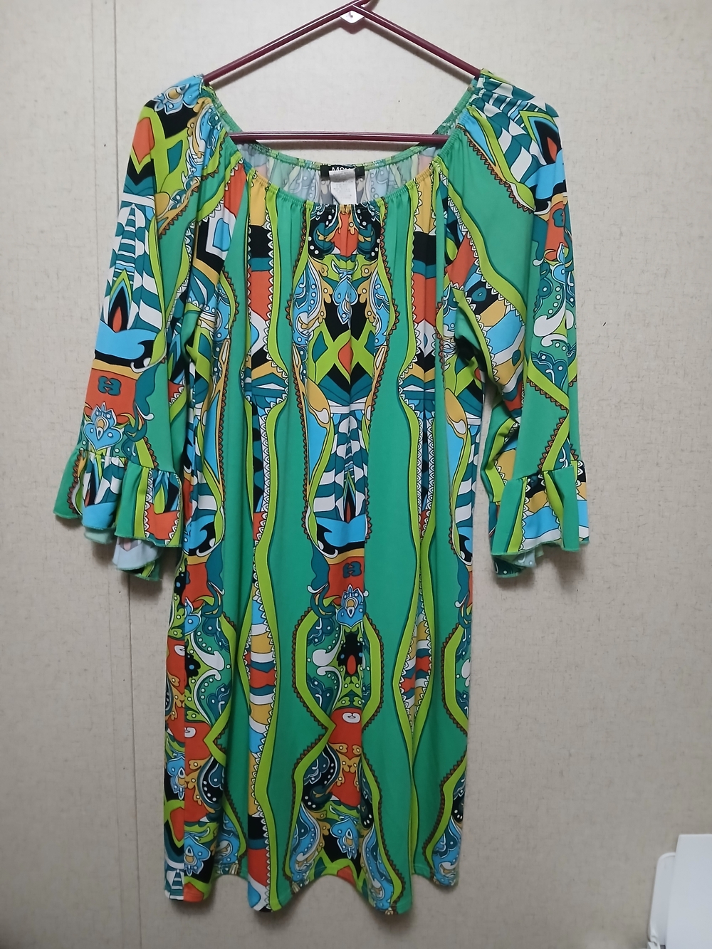 MSK Multicolor Green & Blue Printed Boho Top